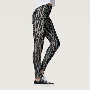 Legging Juncos Abstratos em Preto