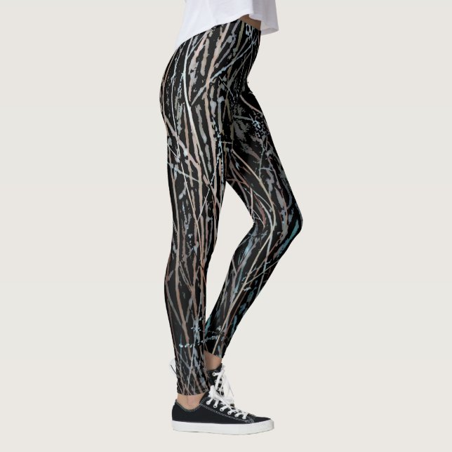 Legging Juncos Abstratos em Preto (Direita)