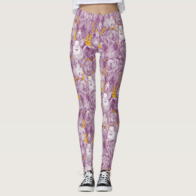 Legging just pigs purple yellow (Frente)
