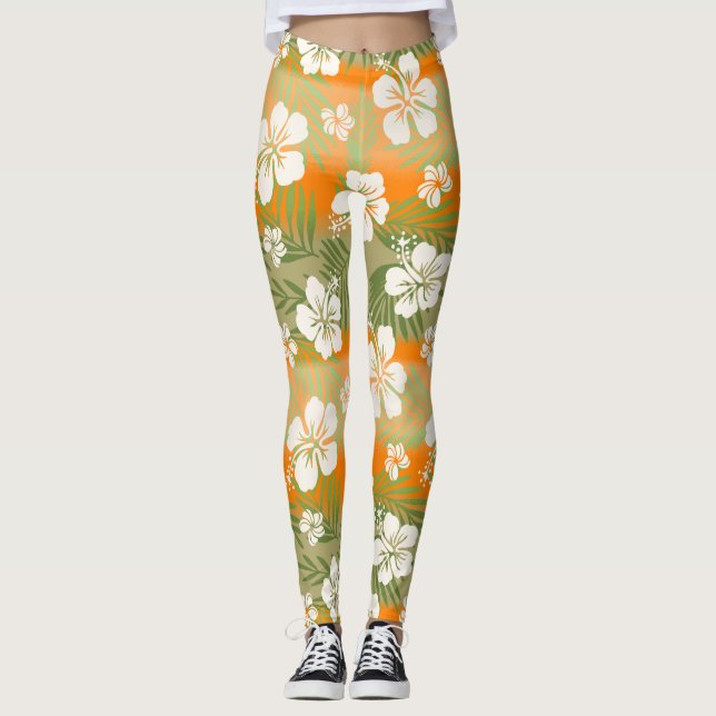 Legging Kalani Tie Dye Blend Tropical Hibiscus - Laranja (Frente)