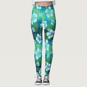 Legging Kalani Tie Dye Blend Tropical Hibiscus - Teal