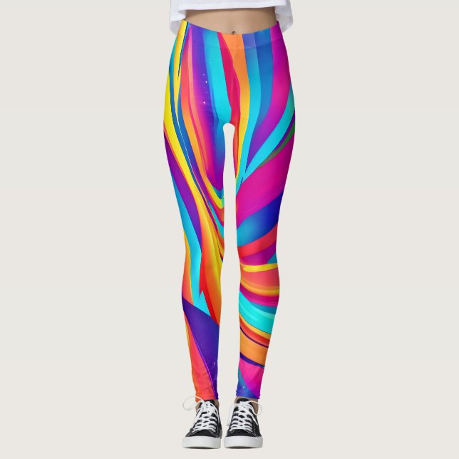 Legging Kaleidoscope Abstrato Burst Trabalho de arte (Frente)