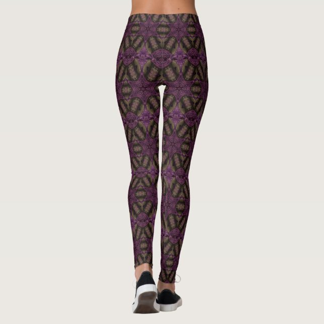 Legging Kaleidoscope Design Stars Roxo Padrão Violeta (Verso)