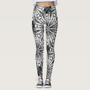 LEGGING KALEIDOSCOPE PADRÃO DE REPETIÇÃO RADIAL BRANCO