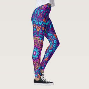 Legging Kaleidoscope Roxo Mandala Padrão