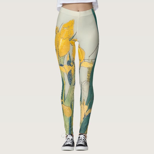 Legging Katsushika Hokusai - Gafanhoto e Iris (Frente)