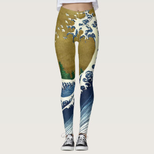 Legging Katsushika Hokusai - Onda Grande Colorida