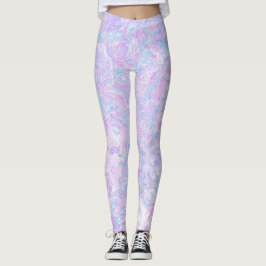 Legging Kawaii Cute Boho Swirly Pastel Cotton Candy Marble