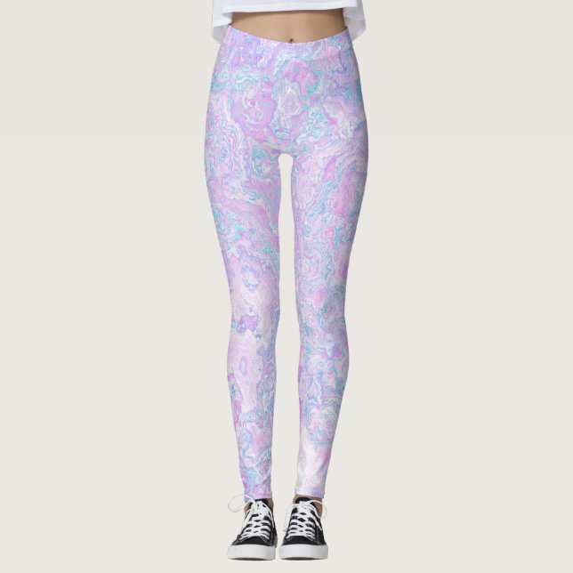 Legging Kawaii Cute Boho Swirly Pastel Cotton Candy Marble (Frente)