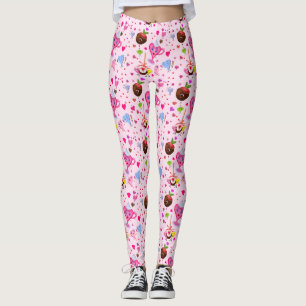 Legging Kawaii Doce Corações E Chocolate