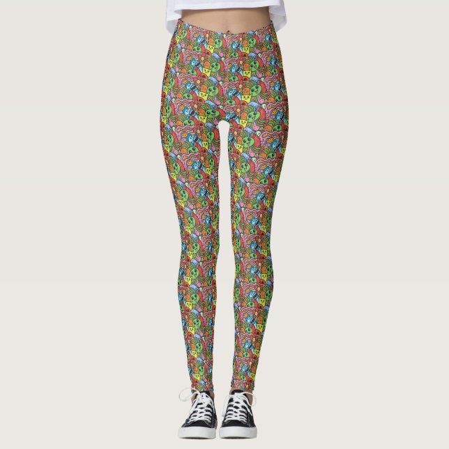 Legging Kawaii Halloween Colorful Monster (Frente)