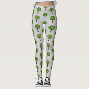 Legging Kawaii Happy Winking Apple Tree