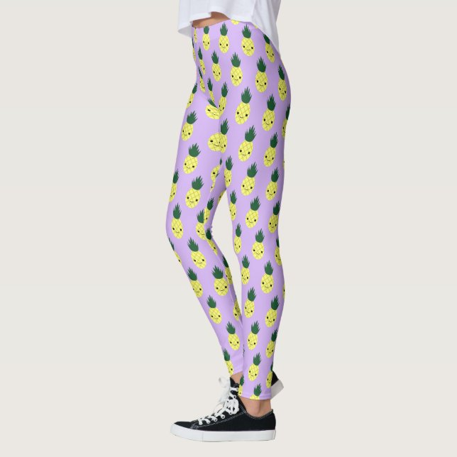 Legging Kawaii Pineapple Pattern" (Esquerda)