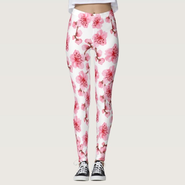 Legging kawaii pink cherry blossoms (Frente)