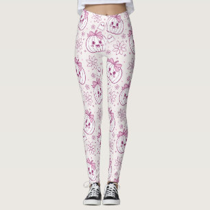 Legging Kawaii Pumpkins, Fantasmas e Flores