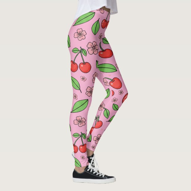Legging Kawaii Red Cherry Vibes Cute Girly Aesthetic (Direita)