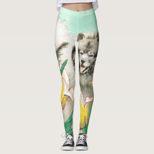 Legging Keeshond em Tulips pintando lindas artes caninas o