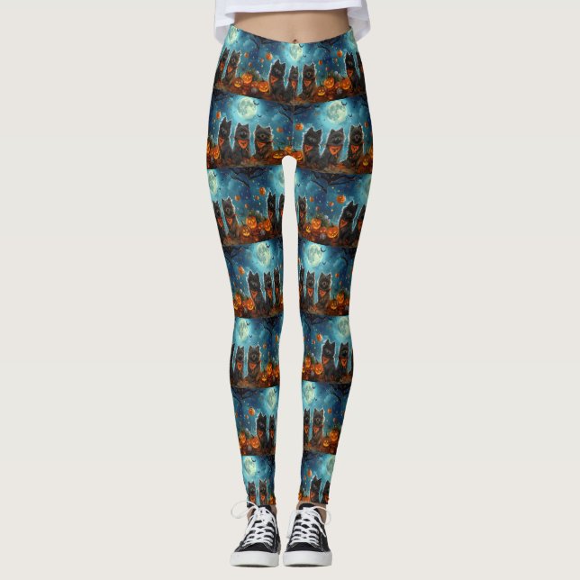 Legging Keeshond Halloween Assustador (Frente)