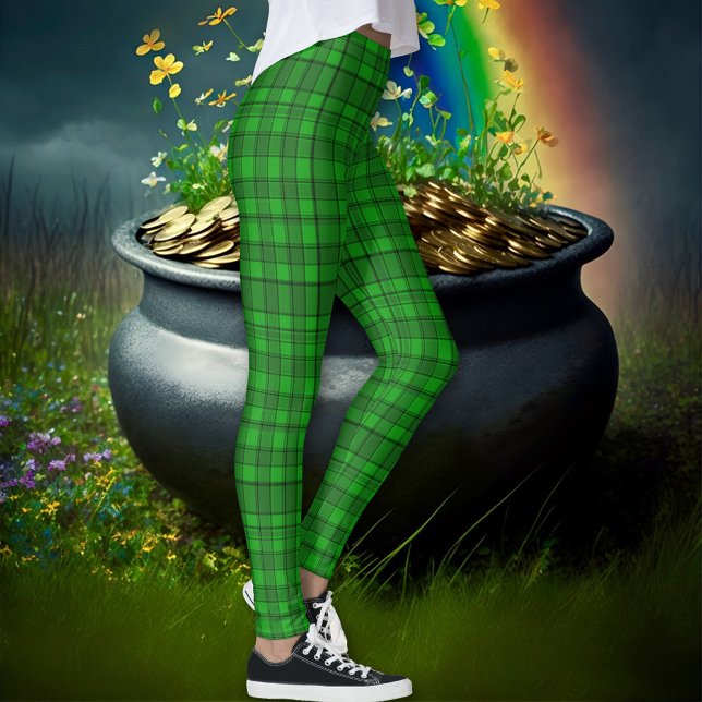 Legging Kelly Green Black Irish Tartan Xadrez (Criador carregado)