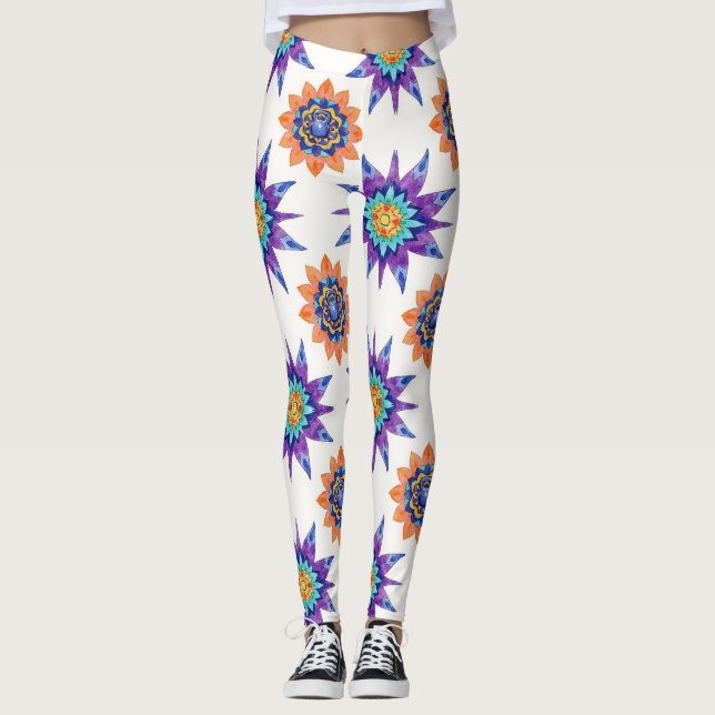 Legging Kettle Bells Floral Mandalas Seamless Pattern (Frente)