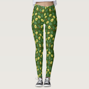 Legging Khaki Green Avocado Pattern Trendy Yoga Gym Kit