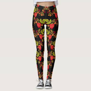 Legging Khokhloma Berries Russo: Estilo Tradicional