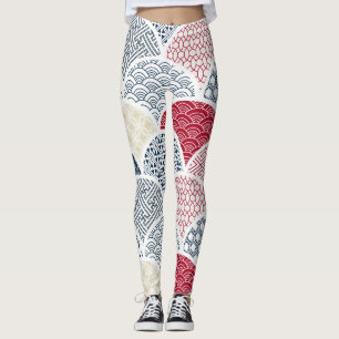 Legging Kimono Line Art: Padrão Geométrico Tradicional