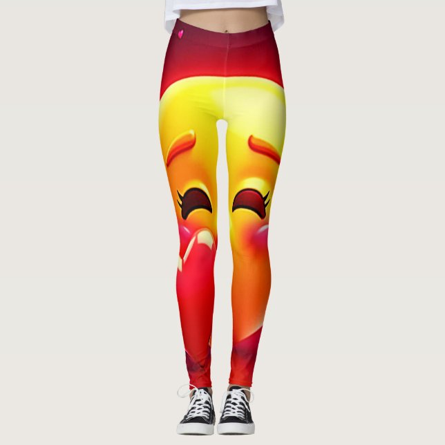 Legging Kiss Emoji: Love and Hearts Art (Frente)