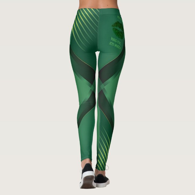 Legging Kiss Me I'm Irish Green Geometric Activewear (Verso)