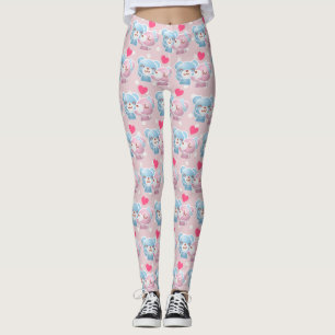 Legging KIssing Bears em Bolinhas Cute e Kawaii