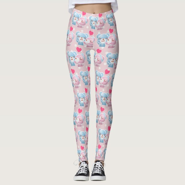 Legging KIssing Bears em Bolinhas Cute e Kawaii (Frente)