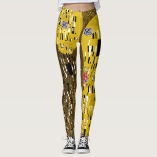Legging Klimt Inspirou Dourada Arte Nouveau O Beijo