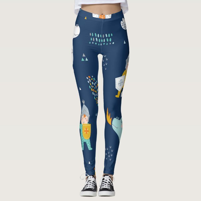 Legging Knight Dragon Castle Padrão Infantil (Frente)