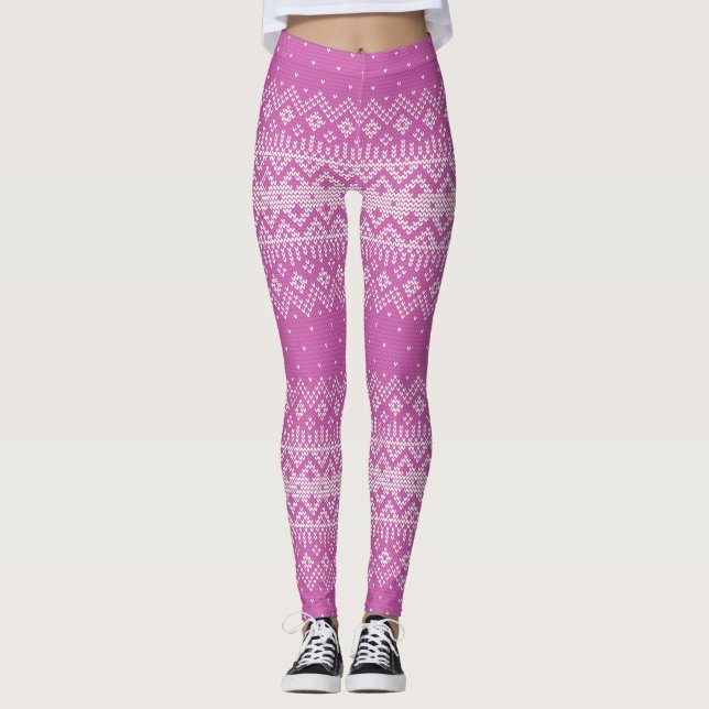 Legging Knited Stitch Pattern Orchid Pink ID208 (Frente)