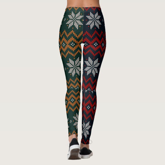 Legging Knitted Christmas And New Year Flower Pattern Mom (Verso)