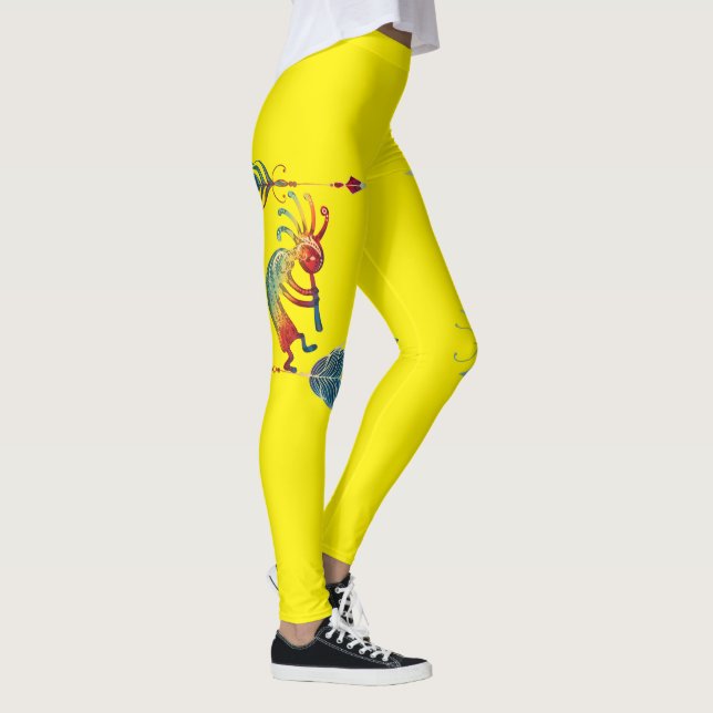 Legging Kokopelli Americano Nativo Com Duas Penas 1 (Direita)
