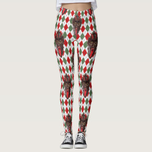Legging krampus do Natal da xadrez