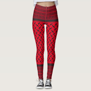 Legging kuffiya palestino preto e vermelho