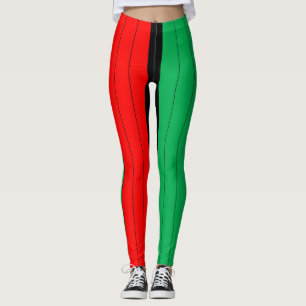 Legging Kwanzaa colore o teste padrão verde preto vermelh