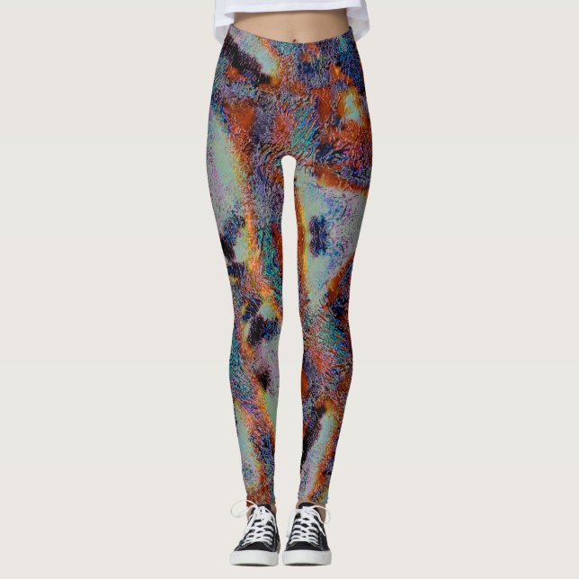 Legging Lã de ovelha digital manchada de tinta colorida (Frente)