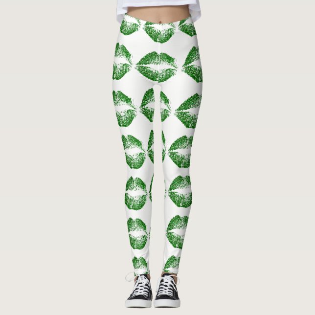 Legging Lábios brilhantes verdes (Frente)