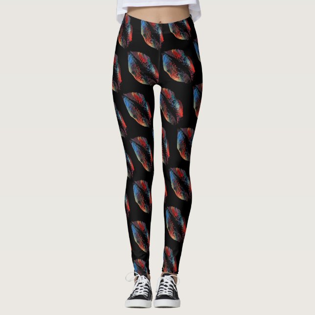 Legging Lábios Coloridos Preto Moderno #7 (Frente)