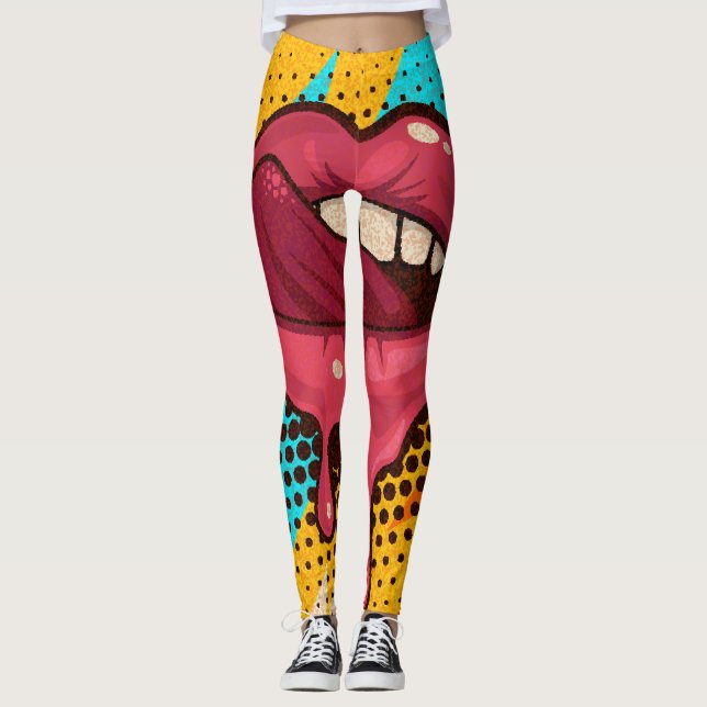 Legging Lábios de arte pop: tendências de vinda (Frente)