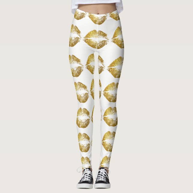 Legging Lábios Dourados de brilho #2 (Frente)