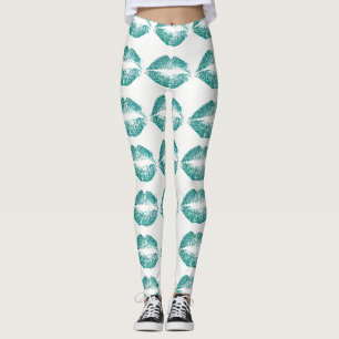Legging Lábios Turquesa Glitter Nº 2