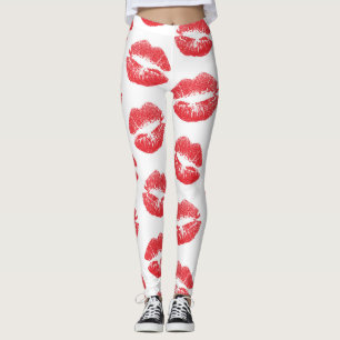 Legging Lábios Vermelhos, Padrão De Lábios, Batom Vermelho