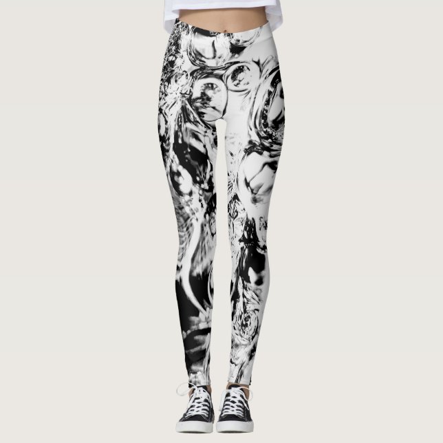 Legging Labirinto Abstrato Preto Branco (Frente)