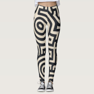 Legging labirinto geométrico monocromático