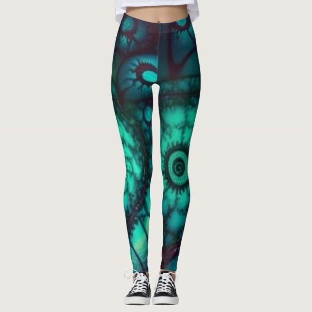 Legging Labradorite e malaquite fractal (Frente)