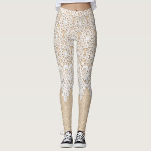 Legging Lace branco fundamental, design de tecido.